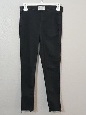 Free People Mid-Rise Pull On Skinny Jeans Black, Womens 26s